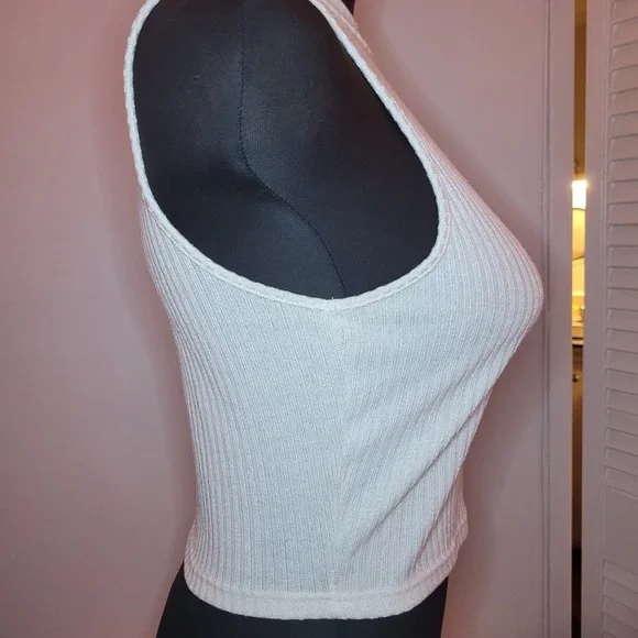 White Ribbed Crop Top - Picture 3 of 5